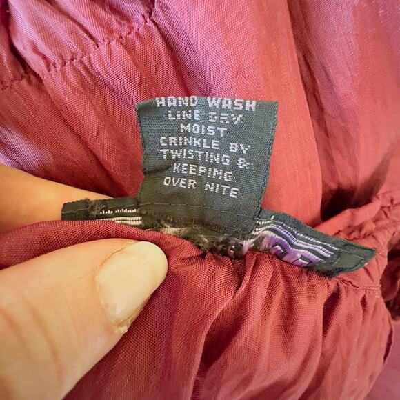 Vintage Tiered Maxi Skirt Urban Rayon Rouge Crinkle Semi Sheer Boho Peasant Sz S - Picture 3 of 9